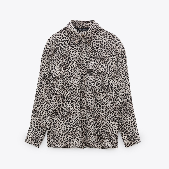 Zara Animal Print Satin Shirt - Picture 3 of 5